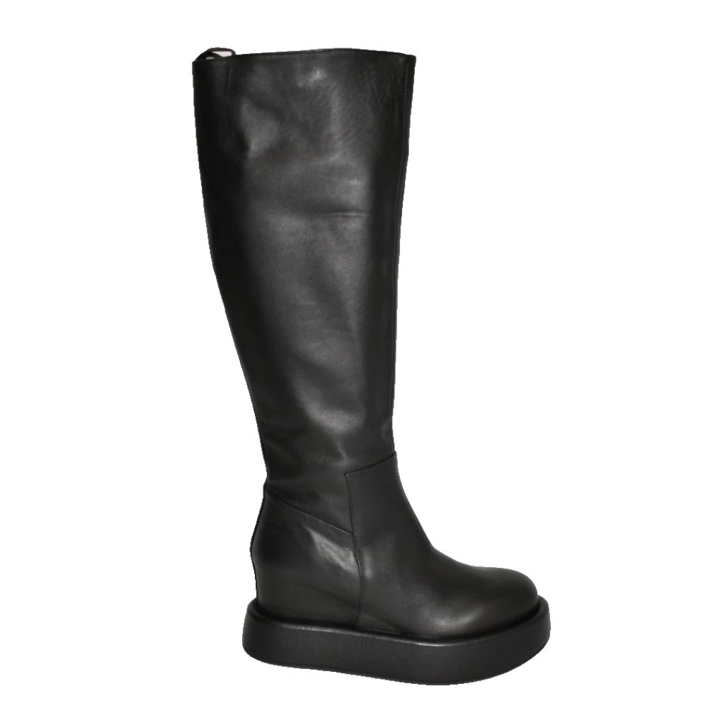 New! Paloma Barcel Hidden Wedge Platform Boots Leather 40 10 Us Black Dd520